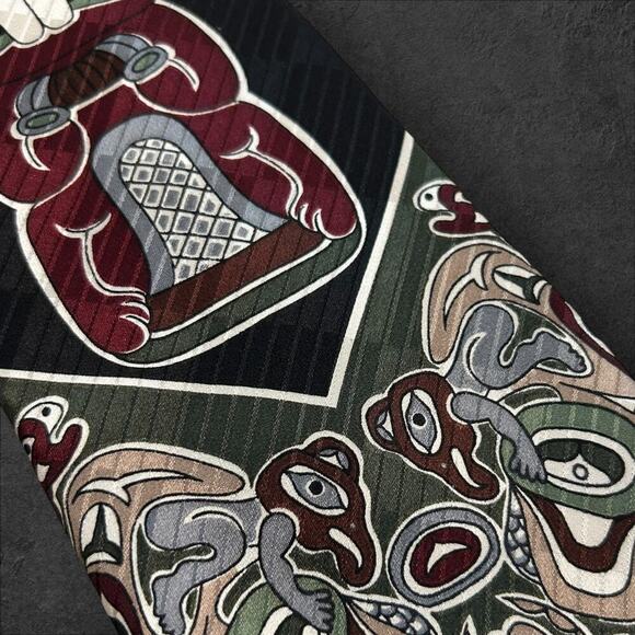 Aesotica Skemo 100% Silk Canada Men's Tie by Eleanor Paine Tribal Totem - Picture 4 of 6